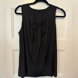 Vince Black Ruffle Front Silk Blouse Size 10